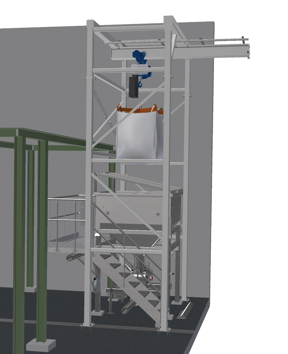 Bigbag naar Roterende Klep - 3D ontwerp